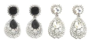 Orecchini a goccia donna strass ballo di nozze borchie gioielli 1,75" goccia - Foto 1 di 3