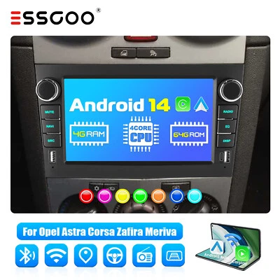 CarPlay Autoradio Android 14 4+64G GPS BT für Opel Corsa C/D Zafira B Astra G H - Bild 1 von 4