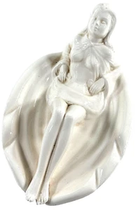 Posacenere pin-up ceramica vintage donna signora Olanda bianco CARINO - Foto 1 di 9
