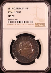 1817 Great Britain "George III" Silver Half Crown -NGC MS62 - Exquisite Toning! - Picture 1 of 11