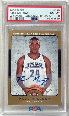 2006-07 Fleer Walmart Exclusive 1/1 Paul Millsap #225 Rookie Auto RC PSA 8 RARE - Image 1 of 2