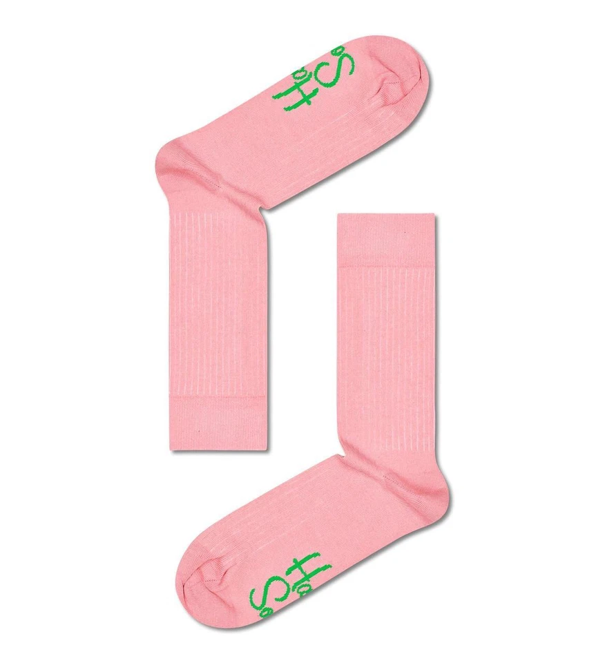 Meias de algodão premium unissex rosa sólido Happy Socks 1 par tamanho 7-11 - Imagem 1 de 1