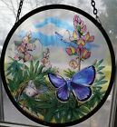 Vtg Retro 1991 Glassmasteur Suncatcher Butterfly & Flowers- Marked/Dated