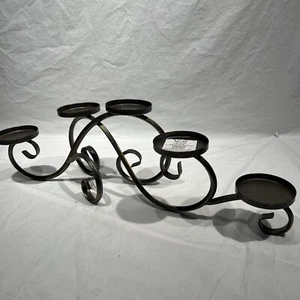 vtg hobby lobby fireplace Table Centerpiece gold Distressed metal candle holder - Picture 1 of 7