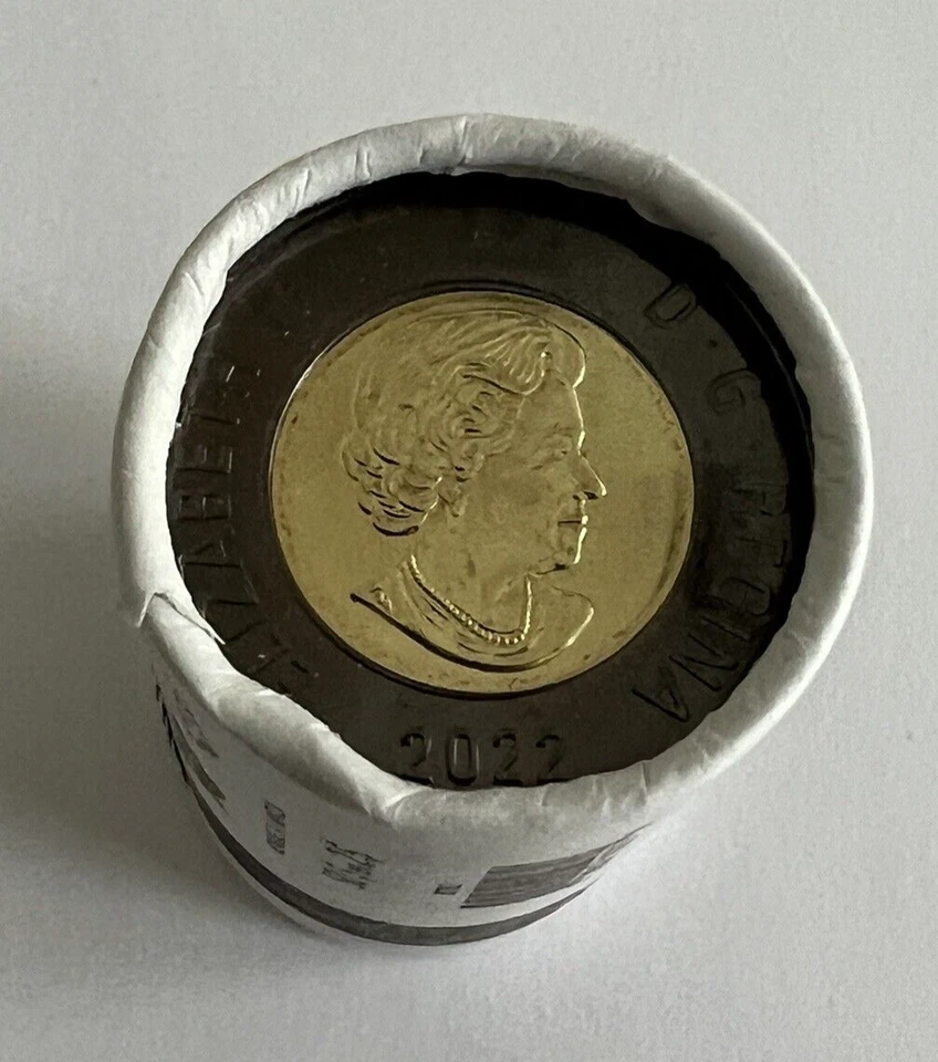 2022 - $2 QUEEN ELIZABETH II Black Canada Toonie Coin, originalSpecial Wrap Roll - Image 1 of 4