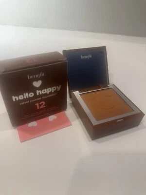 Benefit Hello Happy Velvet Powder Foundation 0.25 oz./7 g. Full Size New Box #12 - Image 1 of 3