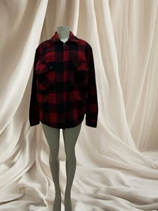 VTG 70s JB Hunter Red/Black Plaid Wool Jacket/Shirt Pre-Owned - Picture 1 of 14