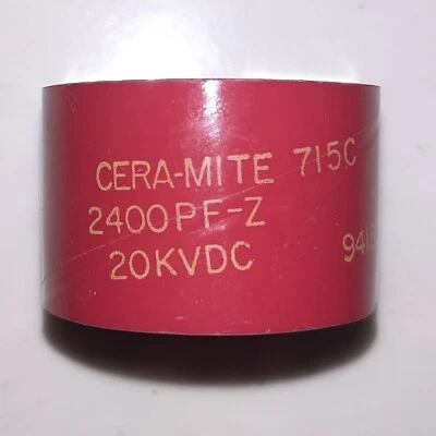Doorknob Vishay Cera-Mite 2400pF 20KVDC Ceramic Hockey Puck Capacitor. Good Used - image 1 of 4