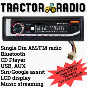 Kubota Tractor RTV RTX Radio AM FM CD Bluetooth AUX USB w Plug Play Harness - Picture 1 of 7