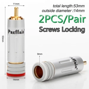 Preffair 2 pz HiFi placcato oro ottone RCA spine viti blocco connettori audio - Foto 1 di 11