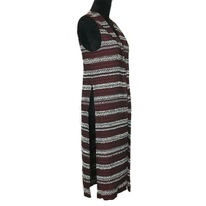 BCBGeneration Vest Duster XS White Black Red Tweed Stripe Washable Knit Topper  - Picture 1 of 8