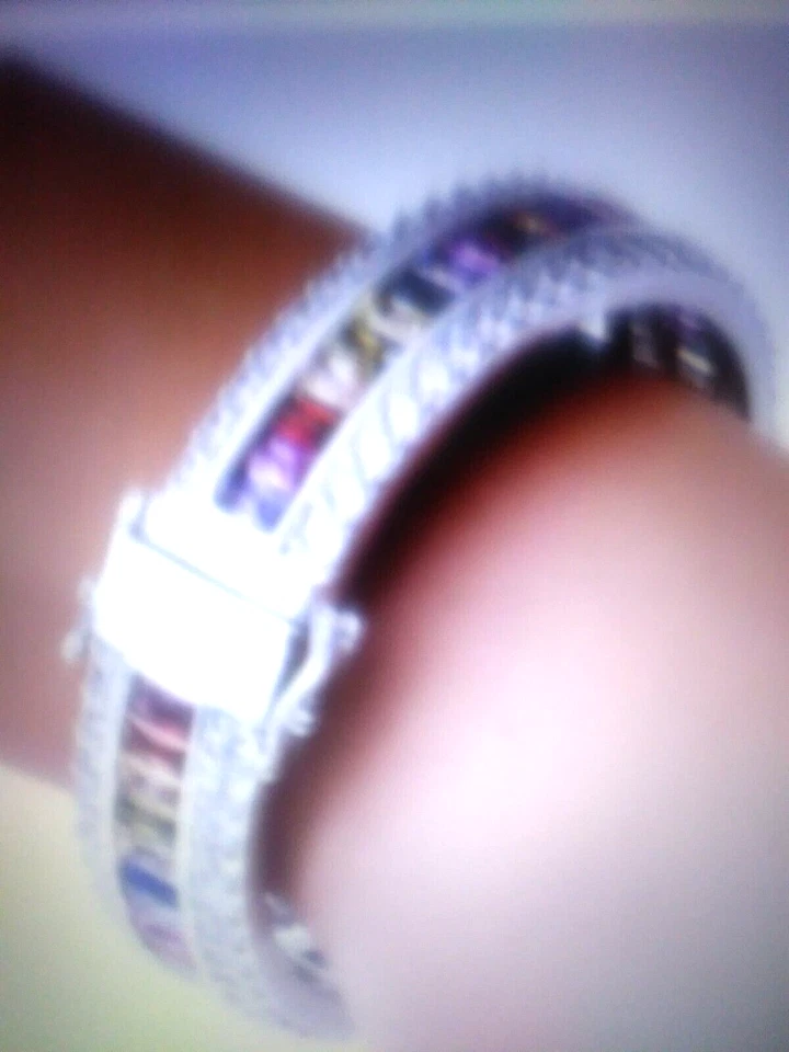 * PULSERA TENIS PIEDRAS PRECIOSAS DIAMANTES CREADA EN LABORATORIO REVESTIDA DE PLATINO TALLA 8 IN + BONIFICACIÓN Foto 1 de 1