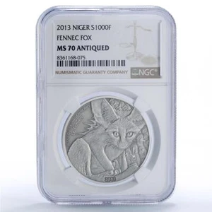 Niger 1000 francs Fennec Fox Magnificent Animals Fauna MS70 NGC silver coin 2013 - Picture 1 of 4