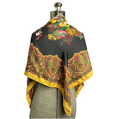 De Colección Albert Nipon 100% Seda 34”x34” Bufanda Floral Paisley Boho Arte para Usar Artístico Foto 1 de 4