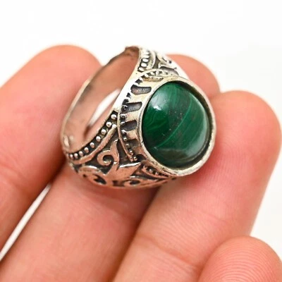Malachite Men's Ring 925 Sterling Silver Beautiful Statement Ring, All Size M501 - Image 1 of 4