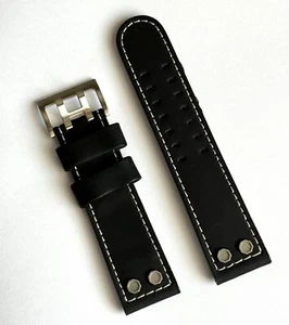Original Hamilton BelowZero 24mm Black Leather Watch Band Strap H786160 - Picture 1 of 3