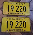 1975 Illinois License Plates Original Matched Pair # 19 220 Vintage