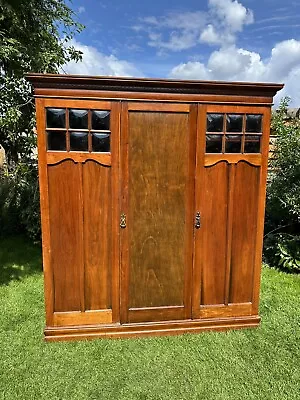 Antique Mahogany Arts And Crafts Triple Wardrobe With Drawers York Minster • 675.79£