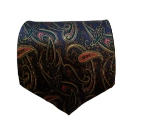 Hardy Amies Tie Silk Paisley Blue Retro Vintage Business Casual Formal Pointed - Picture 1 of 19