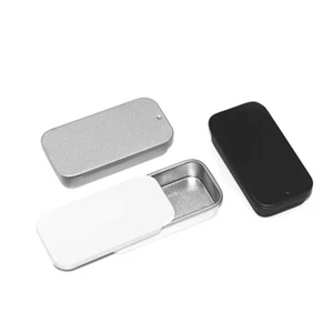 Metal Rectangular Empty Mini Tin Box Tinplate Push Candy Pill Cases Storage BDI - Picture 1 of 12