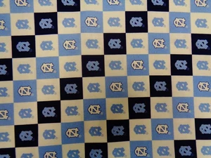 NORTH CAROLINA "TAR HEELS" NEW SMALL SQUARES DESIGN 1 YARD PIECE 100% COTTON - Picture 1 of 5