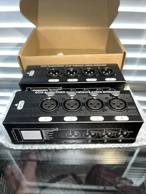 1 PAIR Of  RJ45 ~ 4CH Audio/DMX Over Network Cable Extender New Open Box - Image 1 of 4