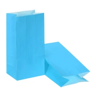 50 Pcs 7.1x2.4x3.5 Inch Party Favor Paper Bags Paper Treat Bags Light Blue - Picture 1 of 6