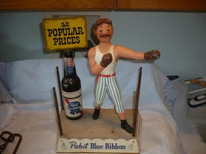 Pabst Blue Ribbon Display Metal Boxing Ring w/ Boxer & Beer Bottle free ship - Picture 1 of 4