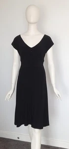 Leona Edmiston Frocks Size 2 Aus 12 Black Short Sleeve Swing Dress - Picture 1 of 11