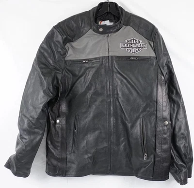 Chaqueta de cuero Harley Davidson LEGENDARY negra gris XL para hombre Foto 1 de 4