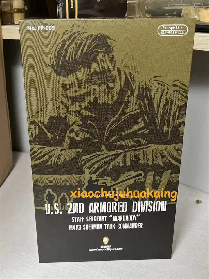 Facepool FP009 US Armored Division Sherman Tank Sergeant Wardaddy 1/6 Figure - Image 1 of 4