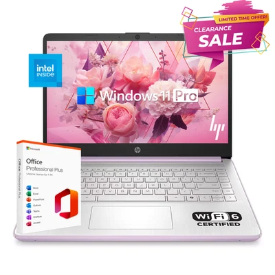 HP Laptop Computer 14", Intel N150, 16GB RAM + 256GB Storage, Windows 11 Pro - Image 1 of 4