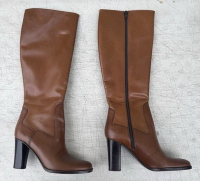 Cole Haan Mujer Botas Altas Cuero Marrón Hasta la Rodilla ITALIA Talla 6.5 B Cremallera Lateral Foto 1 de 4