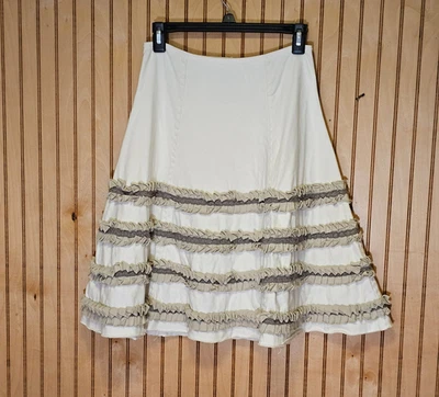 Falda Alabama Chanin 100 % algodón orgánico con volantes edición limitada hecha a mano en EE. UU. Foto 1 de 4