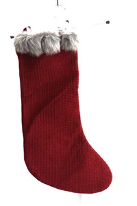 Hobby Lobby Christmas Stocking Faux Fur Trim 18 x 7 Maroon Felt Lined Cotton - Picture 1 of 8