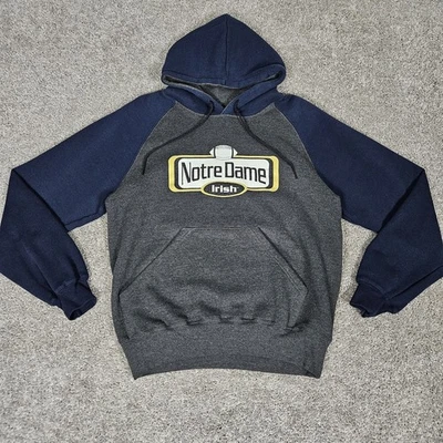 Vtg Notre Dame Hoodie Mens Medium Blue Gray Football Y2K College University - Image 1 of 4
