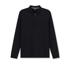 Maglietta A Maniche Lunghe Zip Casual Da Uomo Regular Fit Nera 543084 68 - Foto 1 di 3