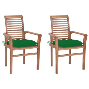Patio Dining Chairs Wooden Accent Chair with Cushions Solid Wood Teak vidaXL - Picture 1 of 19