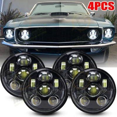 4PCS for GMC C15/C1500 1967-1972 Pickup C2500 5.75" 5-3/4" Round LED Headlights Foto 1 de 4
