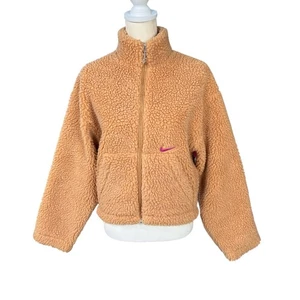 Chaqueta corta Nike Swoosh Sherpa cremallera completa tostada talla pequeña - Imagen 1 de 12
