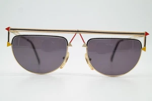 Vintage Sonnenbrille Casanova RVC-1 Gold Schwarz Mehrfarbig Oval sunglasses - Picture 1 of 6