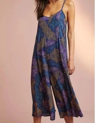 Mono Anthropologie Floreat Daphne Mameluco Floral Pierna Ancha Correas Ajustables Talla M Foto 1 de 4