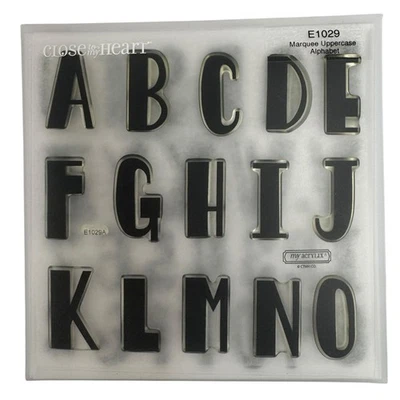 Juego de estampillas acrílicas CTMH carpa mayúsculas letras del alfabeto números E1029 Foto 1 de 4
