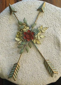Floral Arrow Wall Hanging Rustic Metal Western Home Decor 18” Indoor/outdoor - Picture 1 of 5