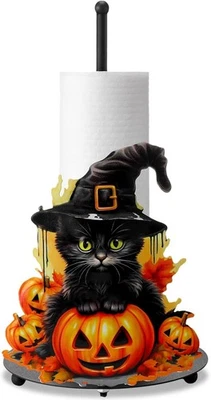 Halloween Gato Negro Papel Toallero Metal Cocina Decoración Accesorios Granja Foto 1 de 2