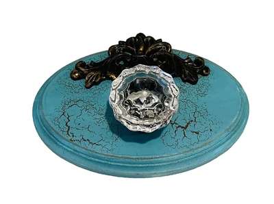 Kirkland's 装饰复古风格蓝色木质墙门把手  — 第 1/3 张图片