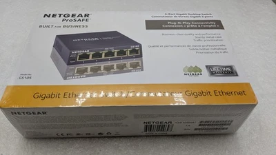 SEALED Netgear Plug And Play 5-Port gigabit Ethernet Unmanaged Switch - GS105 - Image 1 of 4