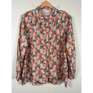 Stunt Vintage Damen Gr. 3x 100 % Seide Bluse Knopfleiste Schulterpolster Tunika künstlerisch - Bild 1 von 10