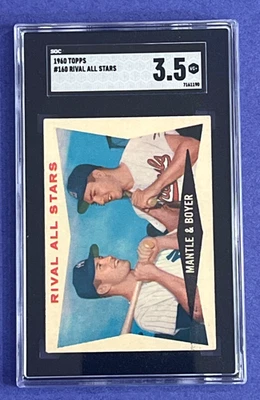 Tarjeta de béisbol 1960 Topps Mickey Mantle Ken Boyer Rival All-Stars #160 SGC 3,5 Foto 1 de 2