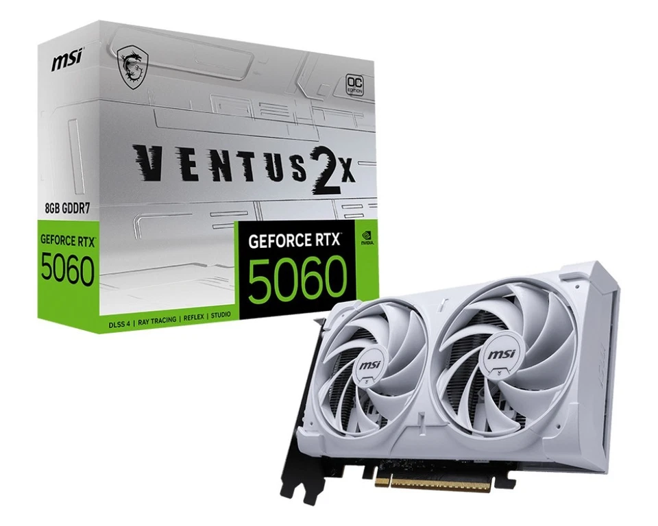 MSI GeForce RTX 5060 8G VENTUS 2X OC WHITE NVIDIA 8 GB GDDR7 - Immagine 1 di 1